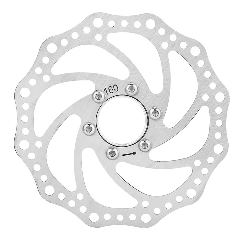 Bicycle Brake Rotor Stainless Steel Bike Brake Rotor Mountain Bike 160mm Threaded Hubs Brake Disc Rotor Flange Adapter with 6 Bolts 1pcs