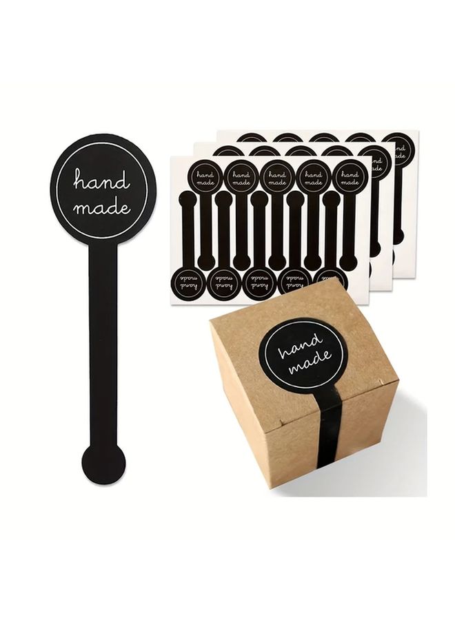 100Pcs Black Strip Stickers Hand Made For DIY Holiday Crafts Baking Pastry Cake Gift Envelope Decoration - Image 1
