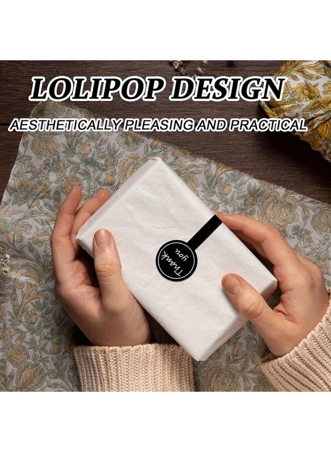 100Pcs Black Strip Stickers Hand Made For DIY Holiday Crafts Baking Pastry Cake Gift Envelope Decoration - Image 2