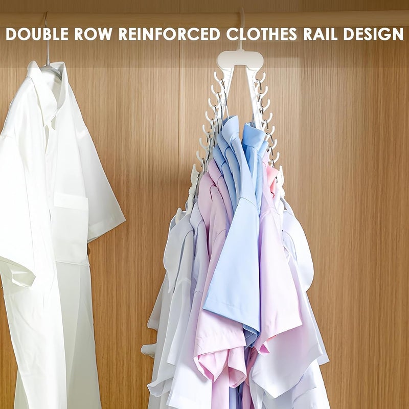 X spring Space Saving Hangers, White Foldable Closet Organizers with 16 Hooks, Portable Clothing Storage Solution for Small Spaces and Drying Garments Efficiently - Image 2