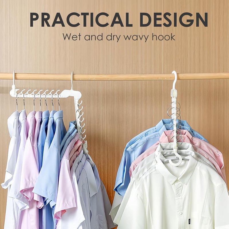 X spring Space Saving Hangers, White Foldable Closet Organizers with 16 Hooks, Portable Clothing Storage Solution for Small Spaces and Drying Garments Efficiently - Image 5
