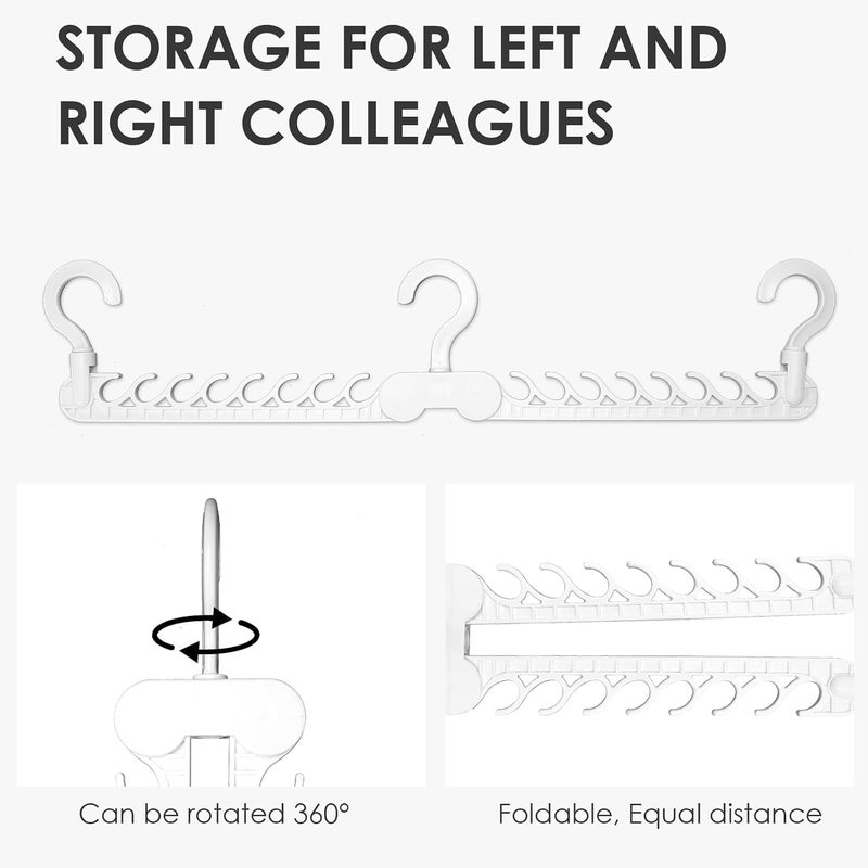 X spring Space Saving Hangers, White Foldable Closet Organizers with 16 Hooks, Portable Clothing Storage Solution for Small Spaces and Drying Garments Efficiently - Image 1