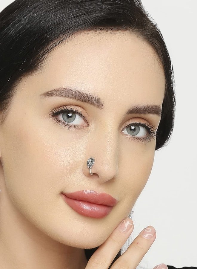 مجموعة مجوهرات رائعة من 4 قطع من الذهب العتيق والأحجار المؤكسدة واللؤلؤ، خاتم أنف تقليدي أنيق للنساء والفتيات، بتصميم عصري وجذاب. - Image 4
