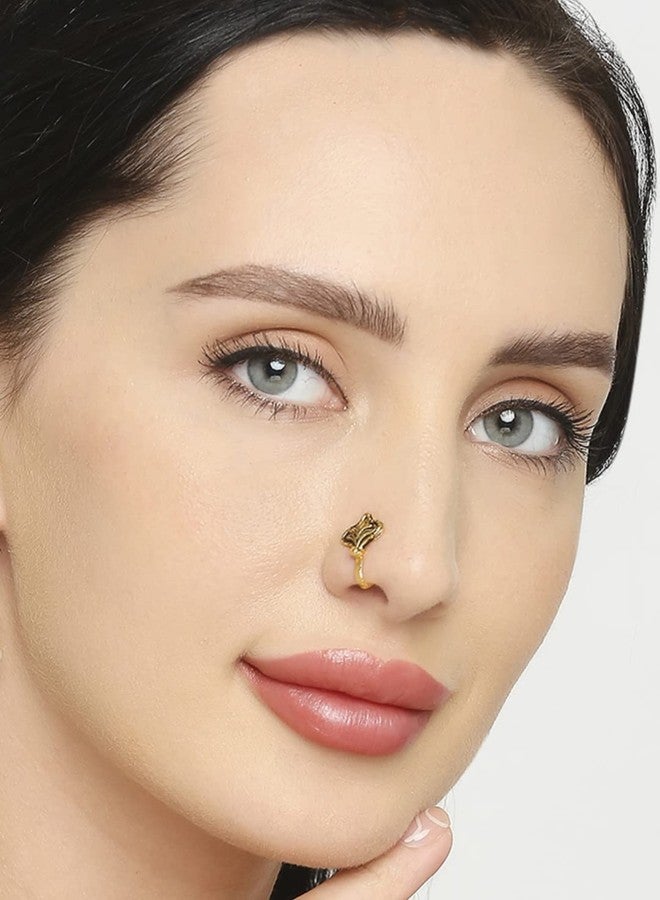 مجموعة مجوهرات رائعة من 4 قطع من الذهب العتيق والأحجار المؤكسدة واللؤلؤ، خاتم أنف تقليدي أنيق للنساء والفتيات، بتصميم عصري وجذاب. - Image 5