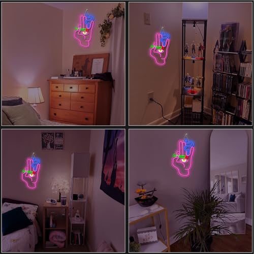 WLHOPE Evil Eye Hand Neon Sign for Wall Decor Pink Blue Led Lights Hamsa Light Signs USB Connectivity Eye Neon Light Signs for Bedroom Game Room Home Bar Pub Cafes Party Gift - Image 2
