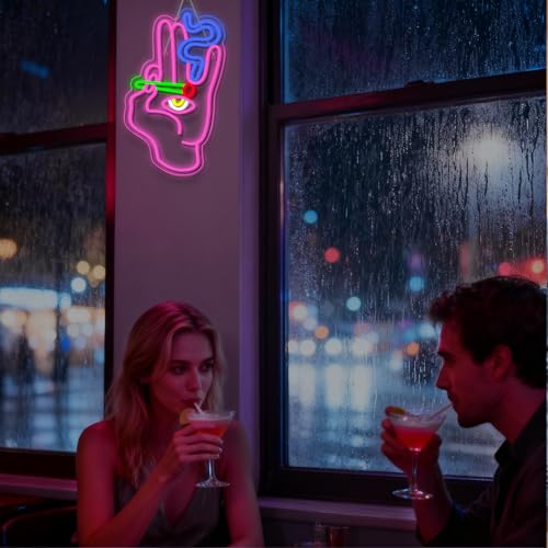 WLHOPE Evil Eye Hand Neon Sign for Wall Decor Pink Blue Led Lights Hamsa Light Signs USB Connectivity Eye Neon Light Signs for Bedroom Game Room Home Bar Pub Cafes Party Gift - Image 4
