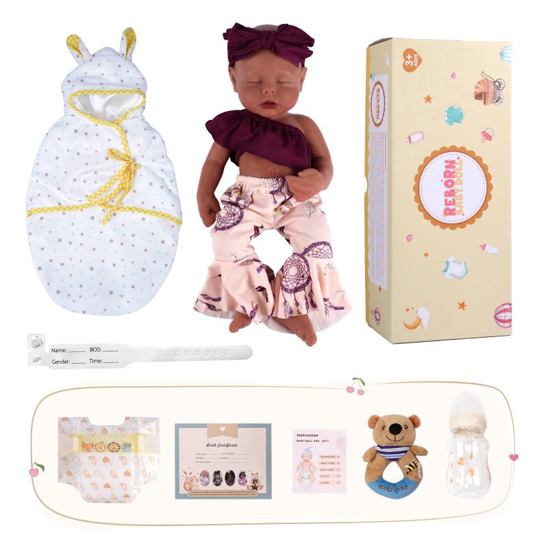 BABESIDE 16 inch Full Body Silicone Baby Dolls, Realistic African American Reborn Doll Black Girl, Bathable Anatomically Correct Newborn with Accessories for Kids Age 3+ & Collectors - Image 5