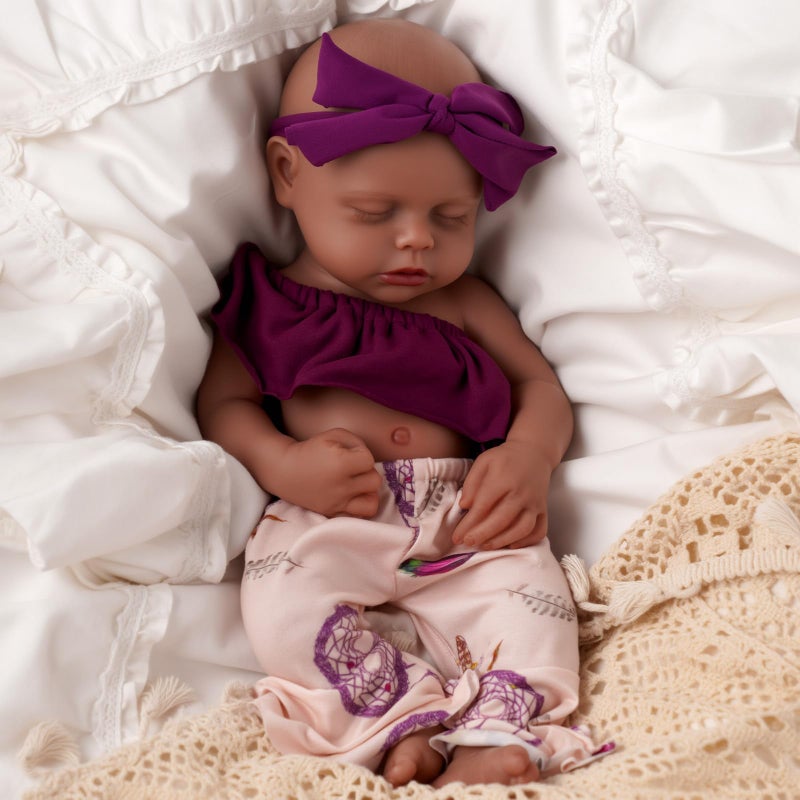 BABESIDE 16 inch Full Body Silicone Baby Dolls, Realistic African American Reborn Doll Black Girl, Bathable Anatomically Correct Newborn with Accessories for Kids Age 3+ & Collectors - Image 4