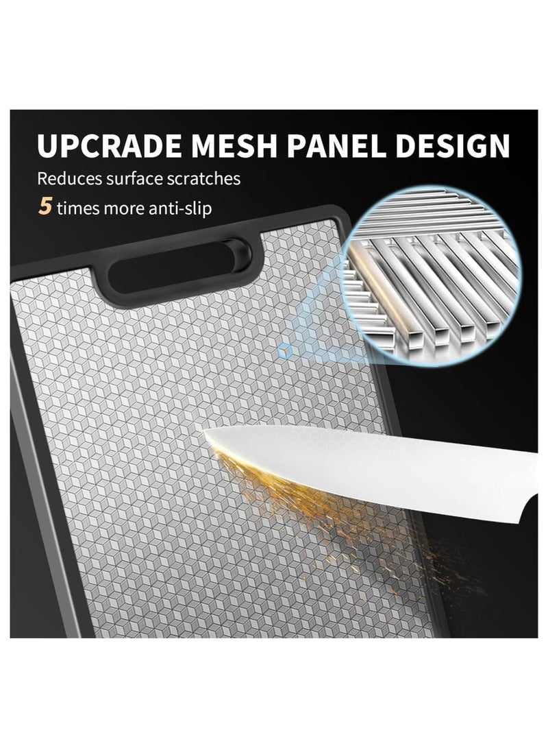 فيرست برو لوح تقطيع مزدوج الجوانب من قش القمح الطبيعي وPP وستانلس ستيل، لوح تقطيع مطبخ بدرجة آمنة للطعام لتقطيع اللحوم والخضروات والفواكه والعجين، مقاوم للخدش وسهل التنظيف - Image 2