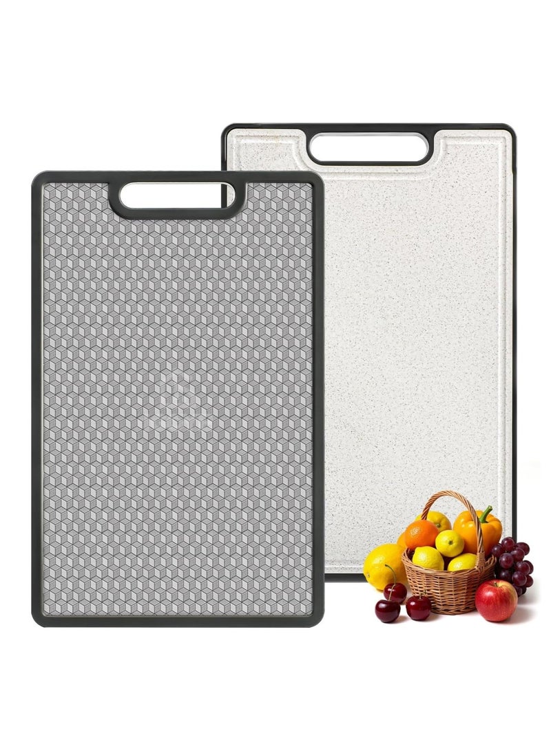 فيرست برو لوح تقطيع مزدوج الجوانب من قش القمح الطبيعي وPP وستانلس ستيل، لوح تقطيع مطبخ بدرجة آمنة للطعام لتقطيع اللحوم والخضروات والفواكه والعجين، مقاوم للخدش وسهل التنظيف - Image 1