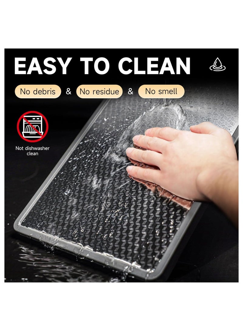 فيرست برو لوح تقطيع مزدوج الجوانب من قش القمح الطبيعي وPP وستانلس ستيل، لوح تقطيع مطبخ بدرجة آمنة للطعام لتقطيع اللحوم والخضروات والفواكه والعجين، مقاوم للخدش وسهل التنظيف - Image 3