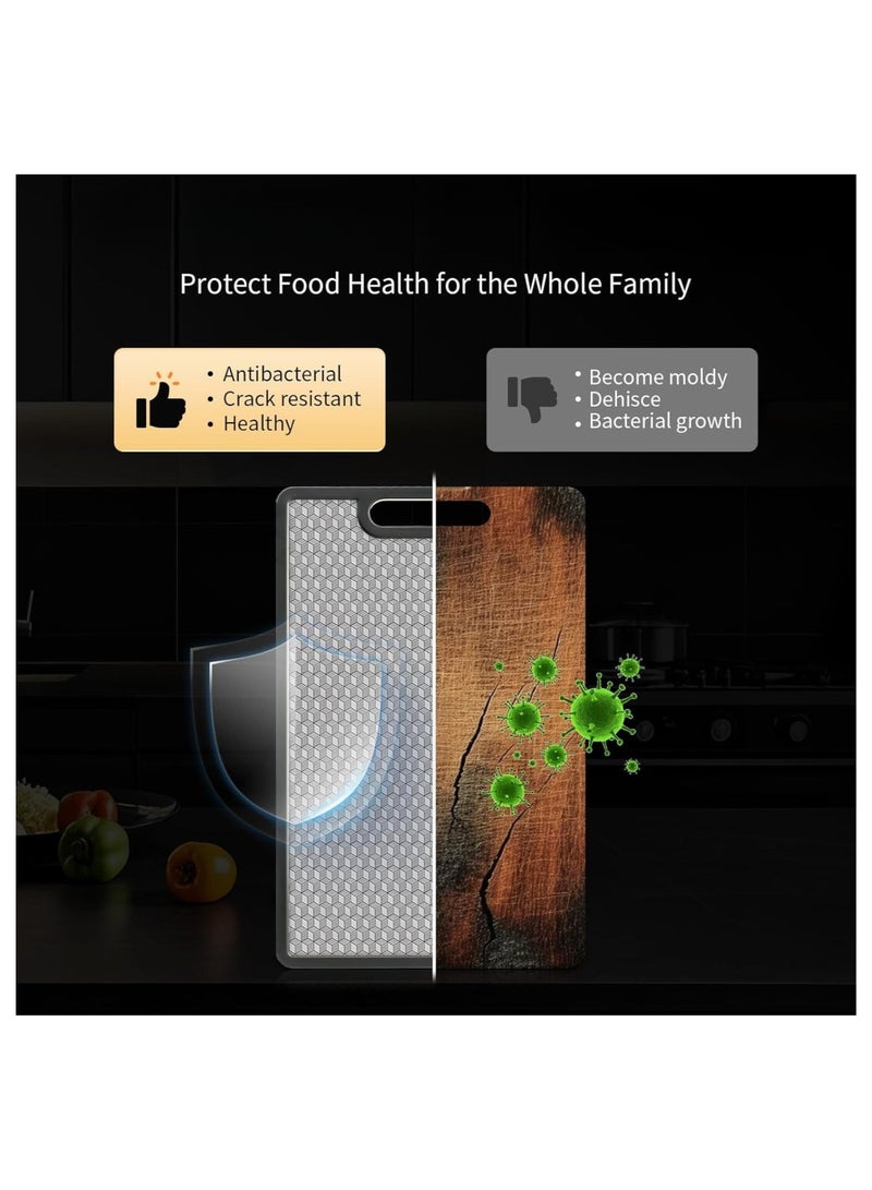 فيرست برو لوح تقطيع مزدوج الجوانب من قش القمح الطبيعي وPP وستانلس ستيل، لوح تقطيع مطبخ بدرجة آمنة للطعام لتقطيع اللحوم والخضروات والفواكه والعجين، مقاوم للخدش وسهل التنظيف - Image 4