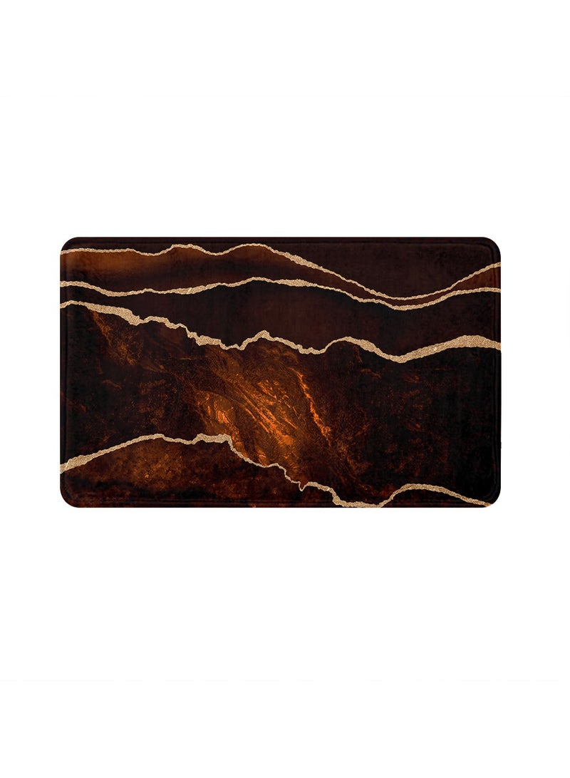 RIZARIES SuperSoft Brown Lava Abstract Door Mat, Non-slip Washable, 50 x 80cm - Image 1