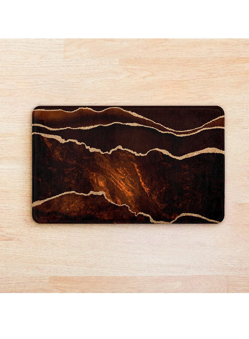 RIZARIES SuperSoft Brown Lava Abstract Door Mat, Non-slip Washable, 50 x 80cm - Image 2