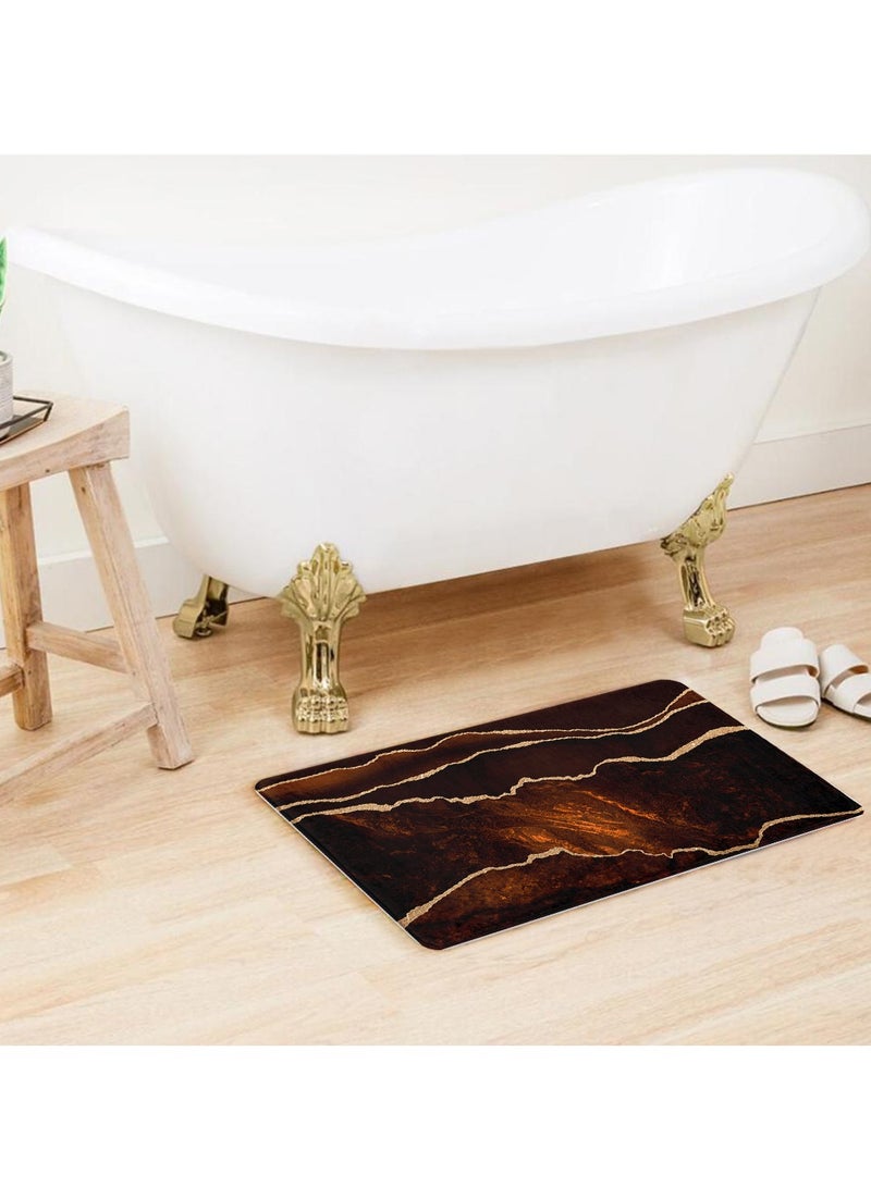 RIZARIES SuperSoft Brown Lava Abstract Door Mat, Non-slip Washable, 50 x 80cm - Image 3