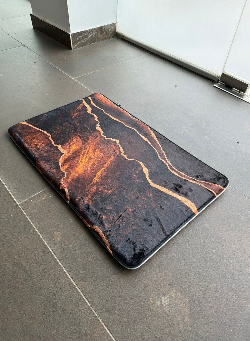 RIZARIES SuperSoft Brown Lava Abstract Door Mat, Non-slip Washable, 50 x 80cm - Image 4