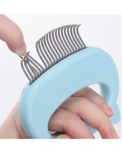 Generic Cat Comb Pet Short & Long Hair Removal Massaging Shell Comb Soft Deshedding Brush Grooming And Shedding Matted Fur Remover Massage Dematting Tool For Dog Puppy Rabbit (Blue)  - Image 2
