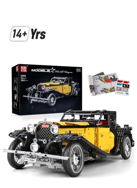 13080 Remote Controlled T50 Classic Car for Dynamic Version of The Retro Building Block Mounting Model Vintage Car Kit,3564 Pieces Clamp Building Set