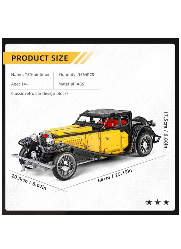 mould king 13080 Remote Controlled T50 Classic Car for Dynamic Version of The Retro Building Block Mounting Model Vintage Car Kit,3564 Pieces Clamp Building Set  - Image 4