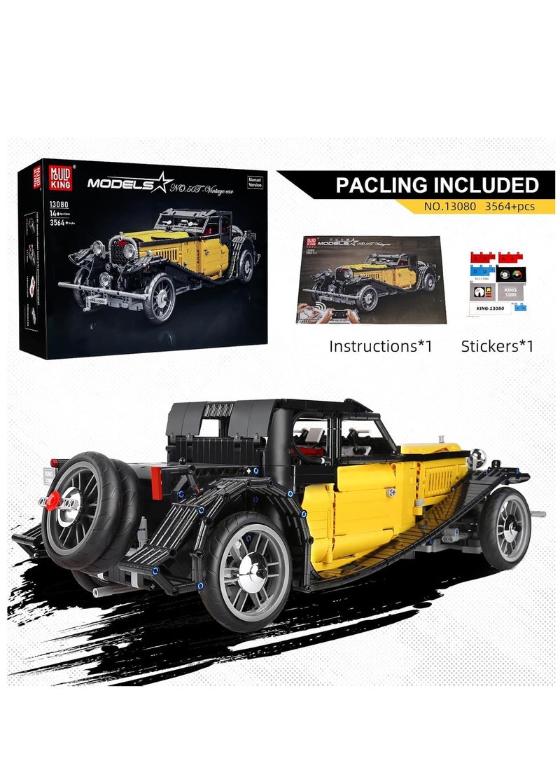mould king - 13080 Remote Controlled T50 Classic Car for Dynamic Version of The Retro Building Block Mounting Model Vintage Car Kit,3564 Pieces Clamp Building Set - Image 1