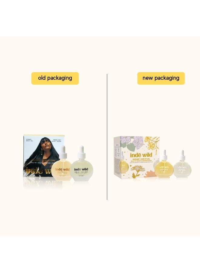 indē wild Radiant Hair Ritual Giftbox | Champi Hair Oil mini + Moonlight Growth Hair Serum Mini | Hair Fall, Boost Density, Soothe the Scalp, Strengthen Hair, Deeply Condition | Travel Size Minis - Image 4