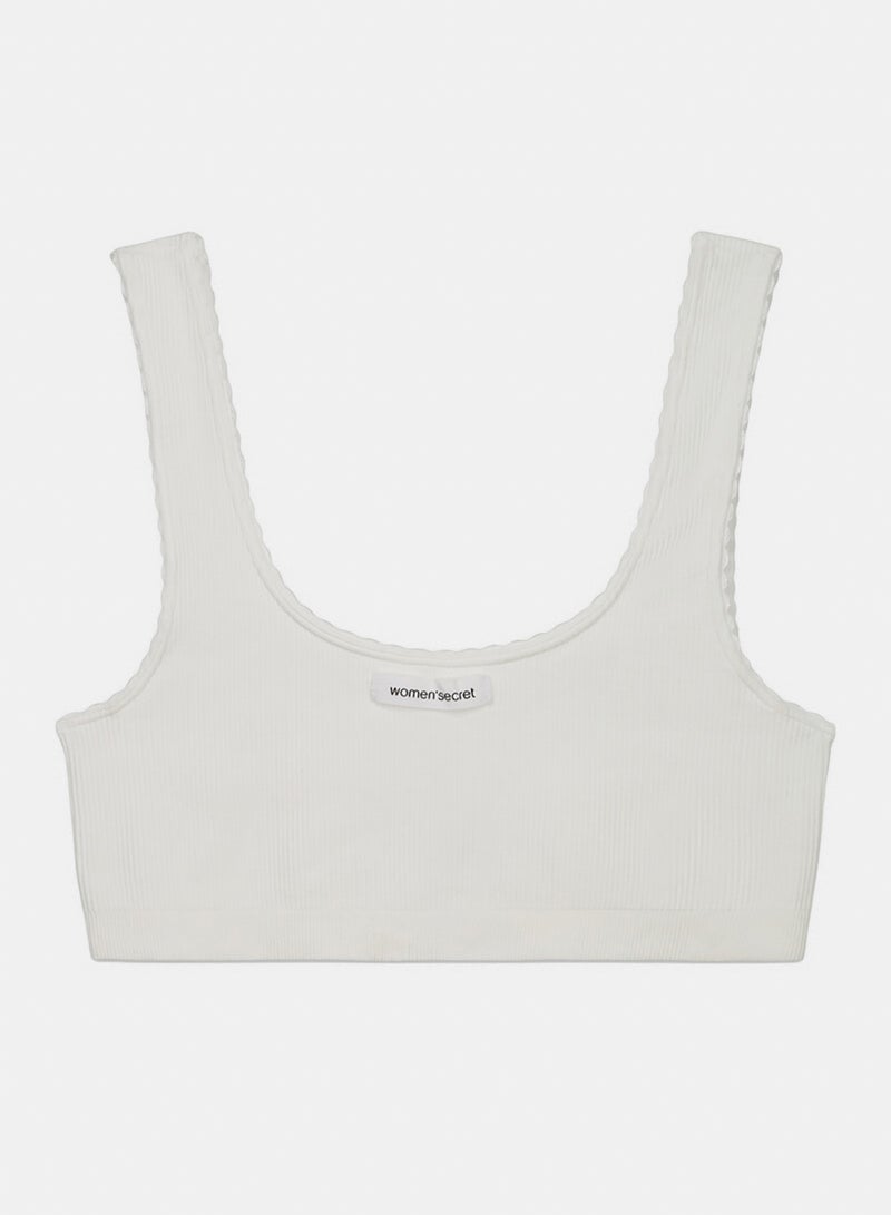 women'secret Women White Seamless Ribbed Sports Bra - Image 5