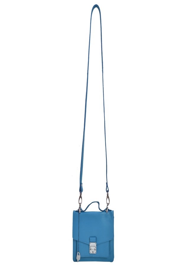 MANDAVA Genuine Leather Women's Mini Side Bag Satchel Sling Shoulder Bag Ladies Handbag (Sky Blue) - Image 2