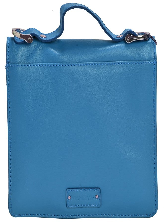MANDAVA Genuine Leather Women's Mini Side Bag Satchel Sling Shoulder Bag Ladies Handbag (Sky Blue) - Image 4