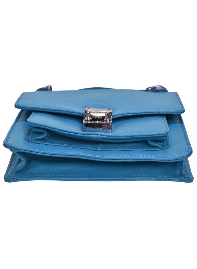 MANDAVA Genuine Leather Women's Mini Side Bag Satchel Sling Shoulder Bag Ladies Handbag (Sky Blue) - Image 5