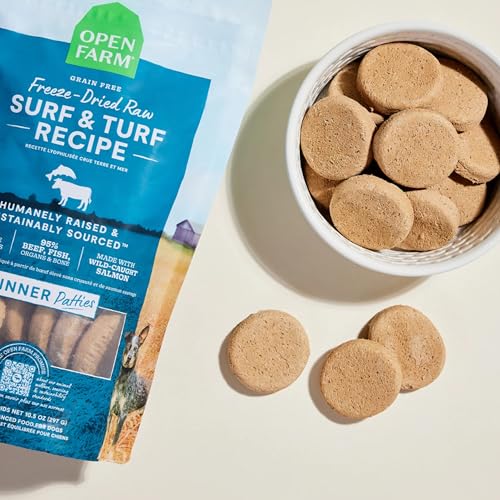 Open Farm Freeze Dried Raw Dog Food Patties with 95 Meat Organs Bone Complete Meal or Freeze Dried Dog Food Mixer Surf Turf Recipe 105oz Bag - Image 3