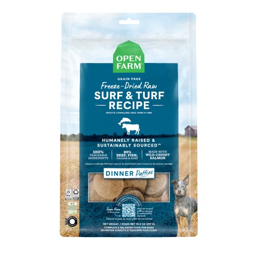 Open Farm Freeze Dried Raw Dog Food Patties with 95 Meat Organs Bone Complete Meal or Freeze Dried Dog Food Mixer Surf Turf Recipe 105oz Bag - Image 1
