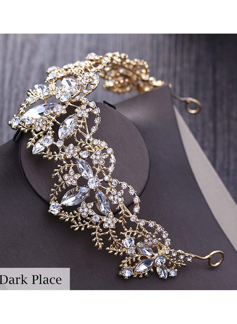 KASTWAVE Golden Headwear Wedding Headwear Rhinestone Queen Headwear Princess Crown Birthday Headwear Wedding Ball Bride Party Headwear - Image 4