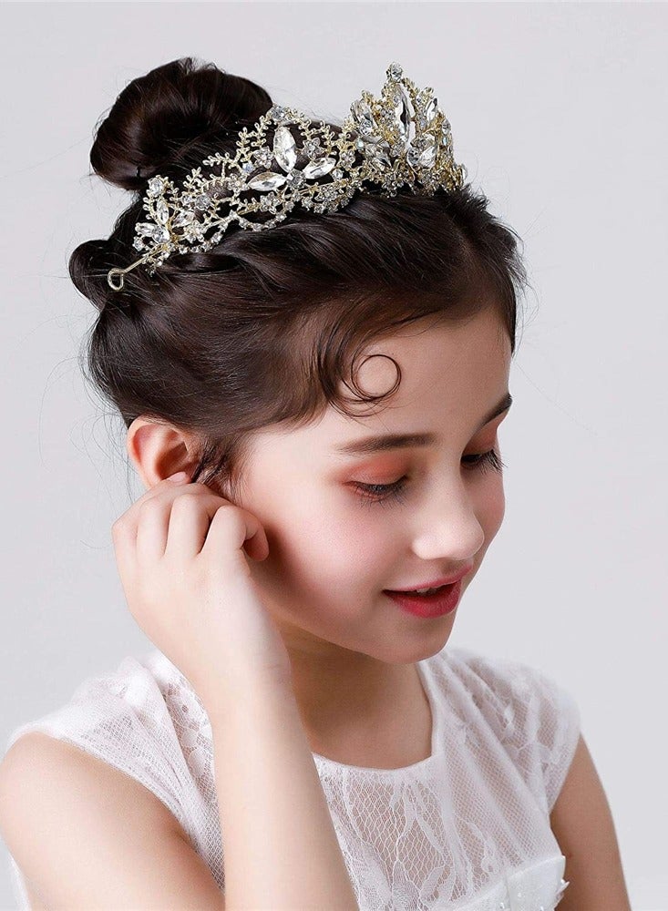 KASTWAVE Golden Headwear Wedding Headwear Rhinestone Queen Headwear Princess Crown Birthday Headwear Wedding Ball Bride Party Headwear - Image 2