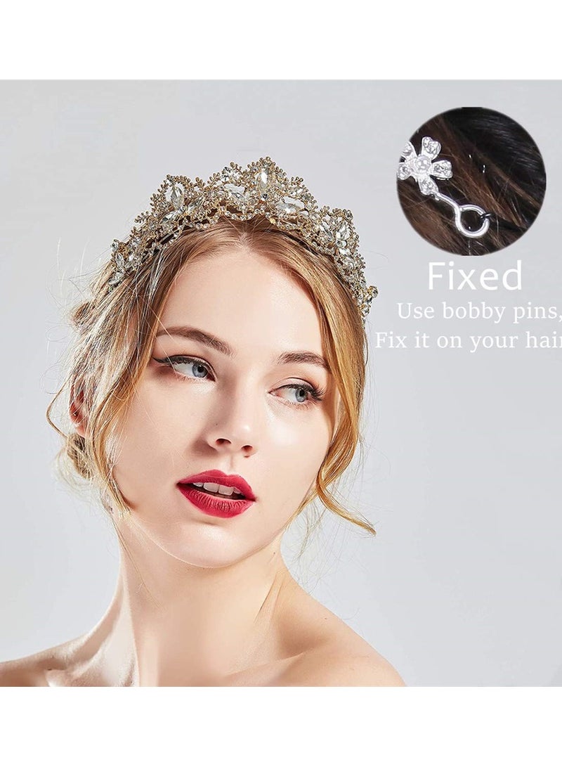KASTWAVE Golden Headwear Wedding Headwear Rhinestone Queen Headwear Princess Crown Birthday Headwear Wedding Ball Bride Party Headwear - Image 3