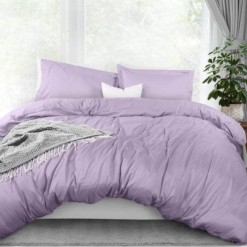 OSBED Luxury 3 Piece Duvet Cover Set - 100% Cotton, Lavender, 200 x 200cm - Image 1