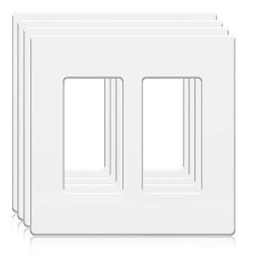 Anteer 2-Gang Screwless Wall Plate Double Decorator Outlet Covers for electrical outlets,light switch,Hidden Screw Face Plates Size 4.72”x4.64” (4-Pack) - Image 1