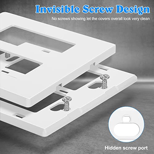Anteer 2-Gang Screwless Wall Plate Double Decorator Outlet Covers for electrical outlets,light switch,Hidden Screw Face Plates Size 4.72”x4.64” (4-Pack) - Image 3
