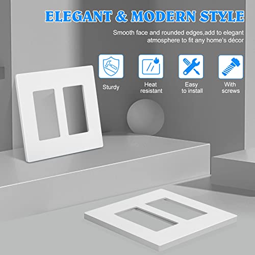 Anteer 2-Gang Screwless Wall Plate Double Decorator Outlet Covers for electrical outlets,light switch,Hidden Screw Face Plates Size 4.72”x4.64” (4-Pack) - Image 2