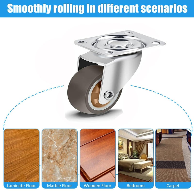 THOISEWELT THOISEWELT 25mm Caster Wheels Rubber Castor without Brack 360 Degree Rotation Top Plate Swivel Casters for Furniture Table and Toolbox 150 kg Capacity Small Size Pack of 4  - Image 3