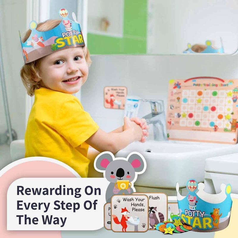 بوتسكا Potty Training Chart with 35 Stickers, 3 Reminder Stickers and Crown for Toddlers Boys and Girls - Potty Training Rewards for Kids - Zoo Animal - Image 3
