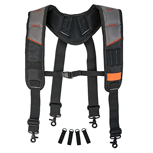KUNN Tool Belt Suspenders Padded Carpenter Construction Electrician Work Suspender with Attachment Loops for Men,Grey - Image 1