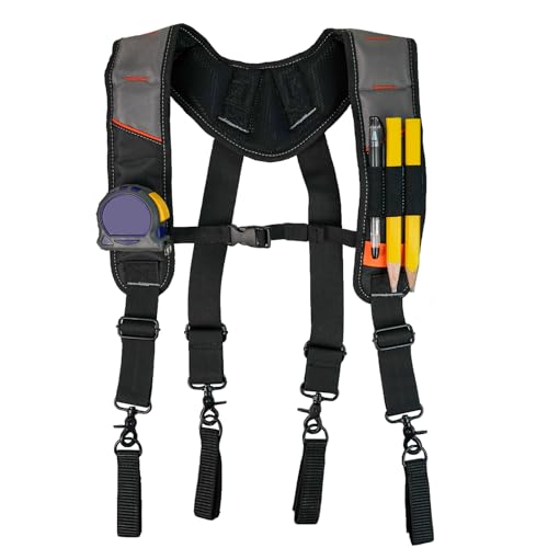 KUNN Tool Belt Suspenders Padded Carpenter Construction Electrician Work Suspender with Attachment Loops for Men,Grey - Image 5
