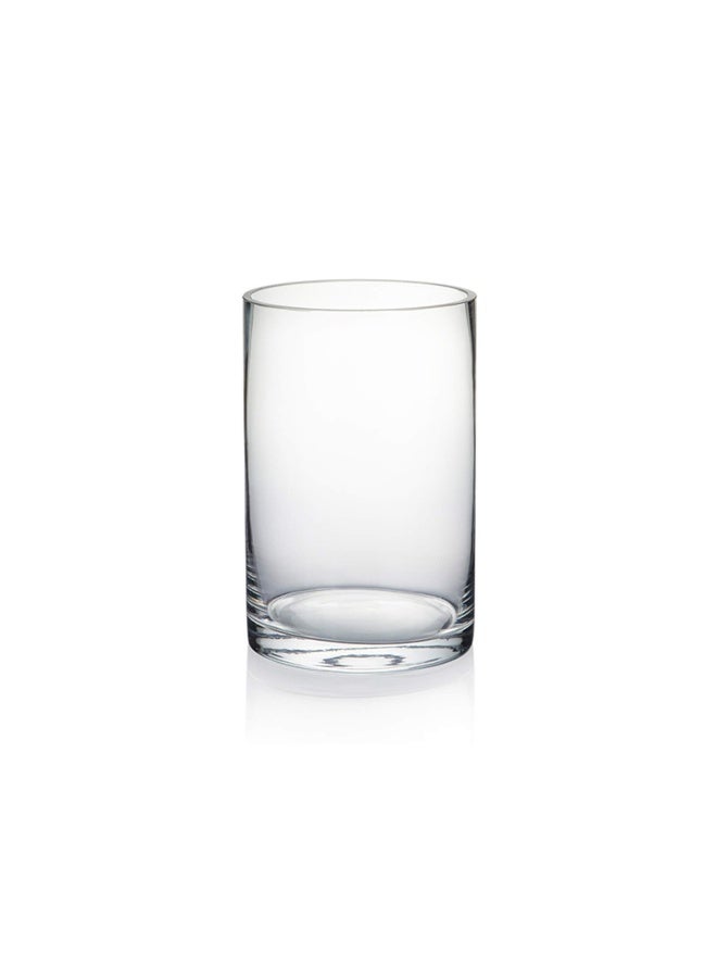 WGVI مزهرية زجاجية أسطوانية شفافة سميكة وثقيلة من WGVI، 4" عرض × 6" ارتفاع، حوامل شموع زجاجية لترتيب الزهور، قطع مركزية للزفاف، حاوية نباتات تيراريوم، حاوية تخزين زهور، حامل أقلام وفرش، قطعة واحدة - Image 1