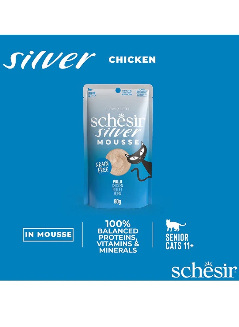 Schesir Set of 24pcs Silver Senior Cat Mousse with Chicken Cat Wet Food 80g - Image 2