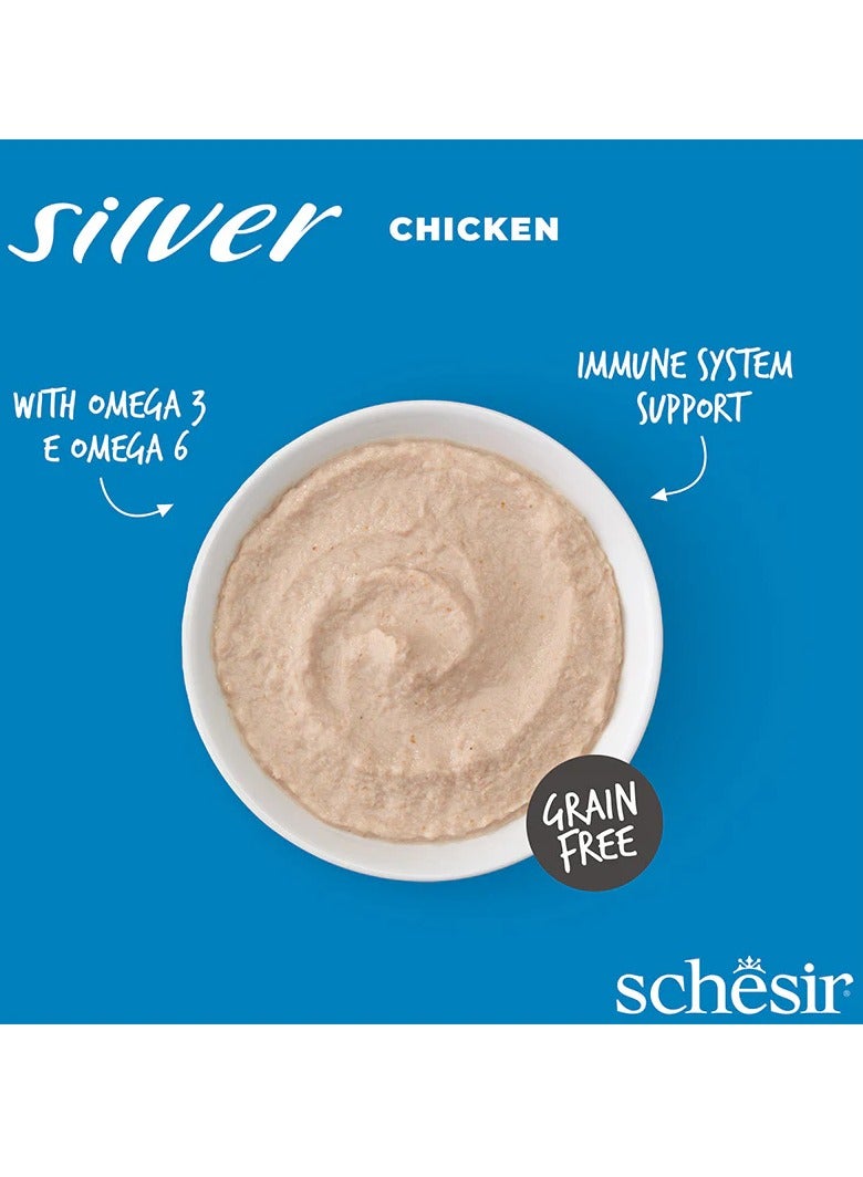 Schesir Set of 24pcs Silver Senior Cat Mousse with Chicken Cat Wet Food 80g - Image 3