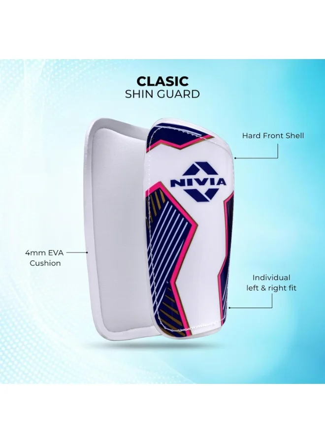 Nivia Classic Shin Guards with Sleeves for Youth and Adults, for Football Games Matches, Training, Basketball, Baseball, Cycling, Light Weight & Breathable Shin Guard with Lycra Sleeves (Medium)