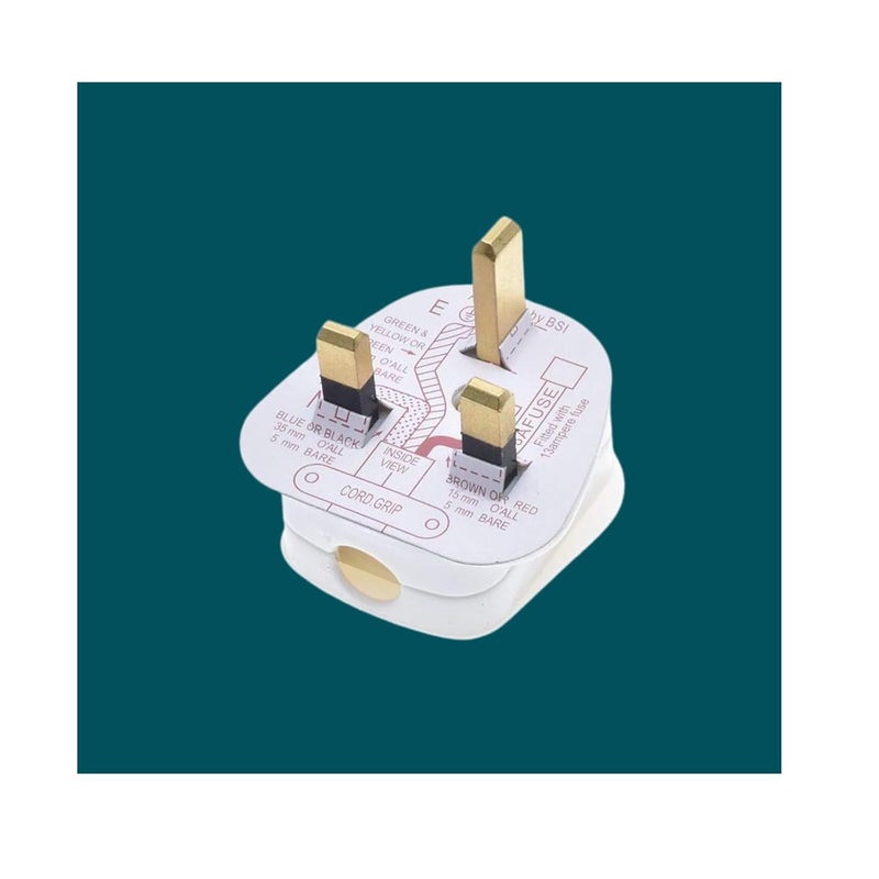 Parkplus UK Type 3 Flat Pin 13A 250V Mains Top Appliance Wiring Male Plug with Fuse Used in UK Malaysia Singapore Hong Kong Pack of 1 - Image 1