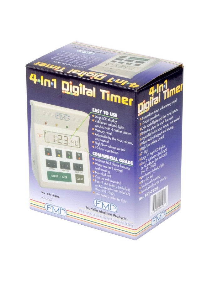 FMP Digital 4 Channel Commercial Kitchen Countdown Timer, Water Resistant, 7-inch Height, White - Image 2