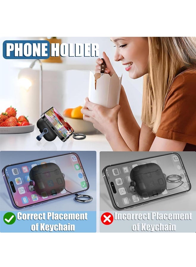 Safety Lock for Airpods 4 Case, TPU Case for Apple Airpods 4 Case 2024 USB-C for Men with Lock and Keychain, Black+Blue - Image 3