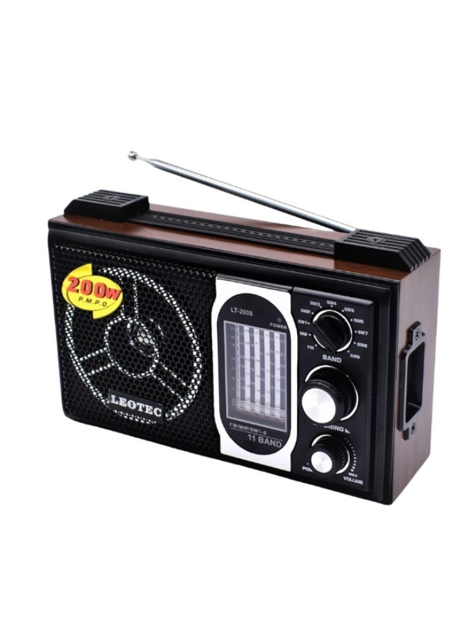 Leotec LT-2008 11-Band Portable FM/MW/SW1-9 AC/DC High Sensitivity World Band Radio - Image 1